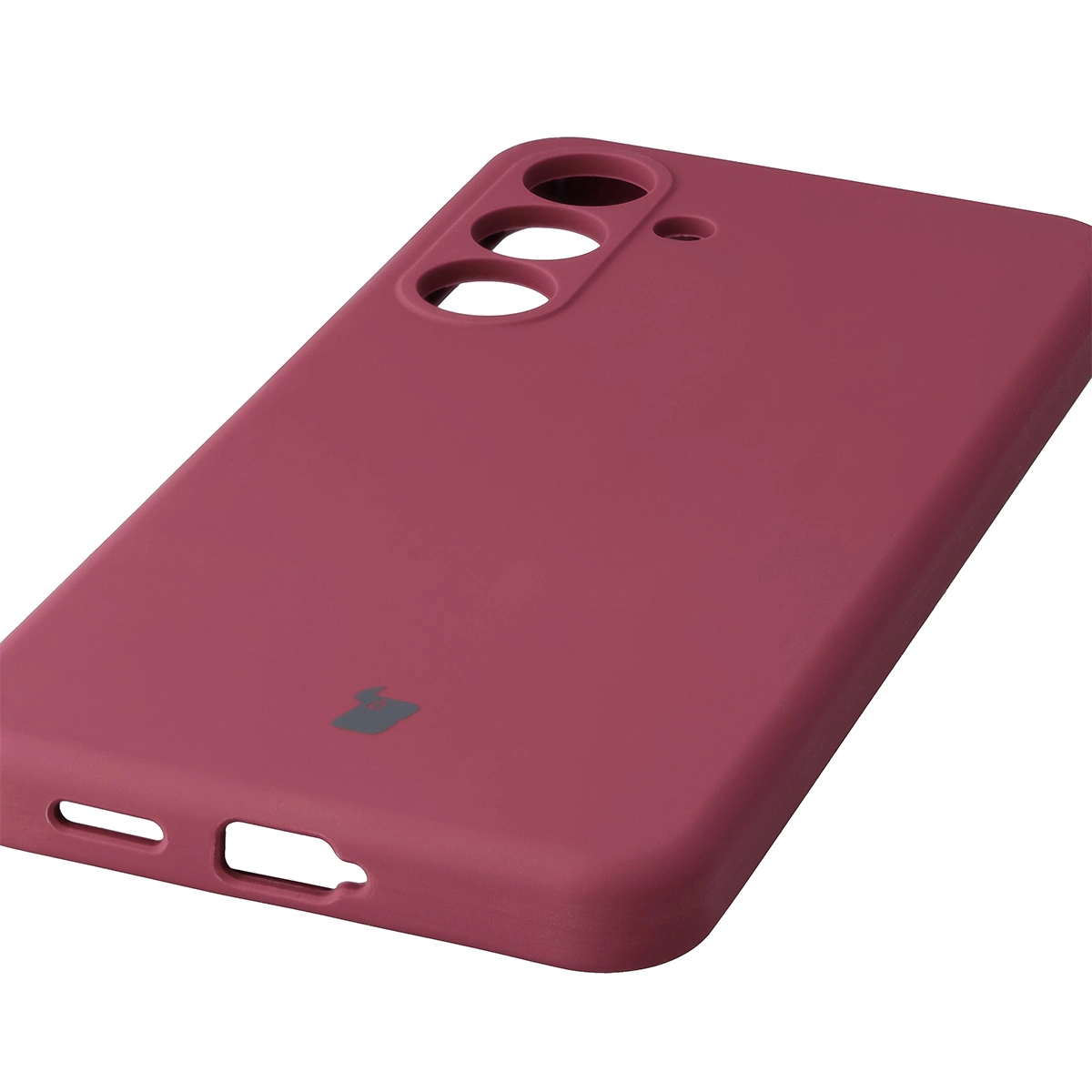 Zbliżenie na precyzyjne wycięcia i możliwość ładowania indukcyjnego w etui Bizon Soft Case do Samsung Galaxy S25 FE