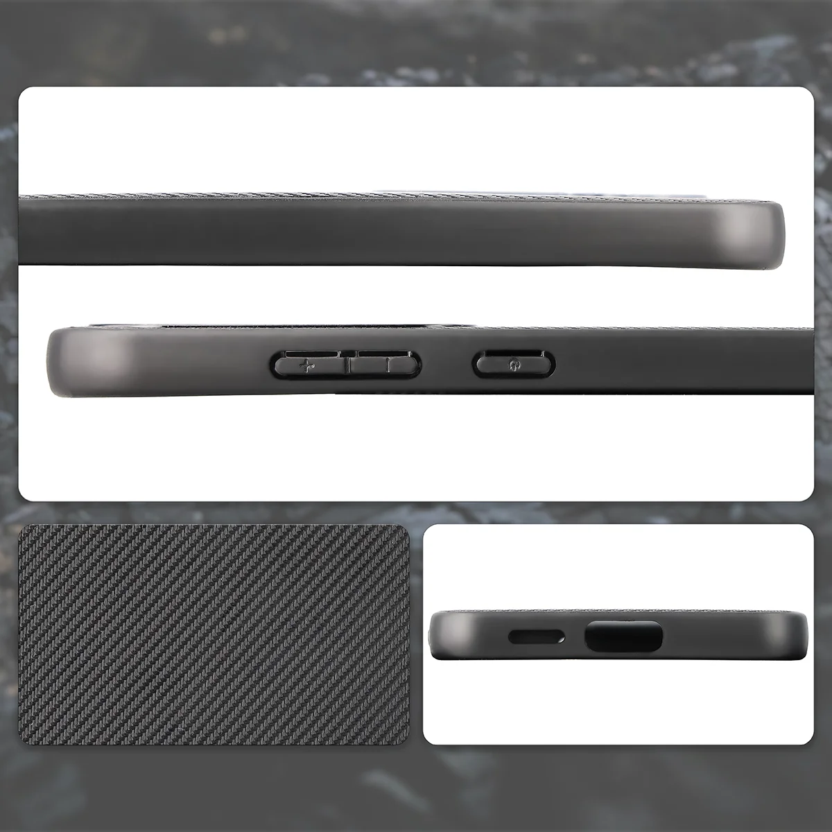 Cutouts, integrated covers, and structure of the Bizon Case CarbO for Samsung Galaxy S25 Plus
