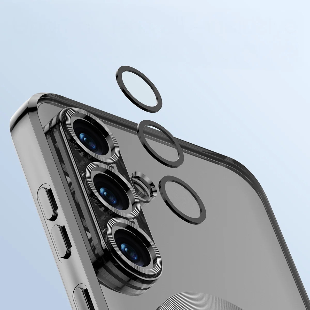 Metaliczna ramka, podniesione krawędzie i zintegrowane osłony w etui Bizon Case GuardO do Samsung Galaxy S25 Plus