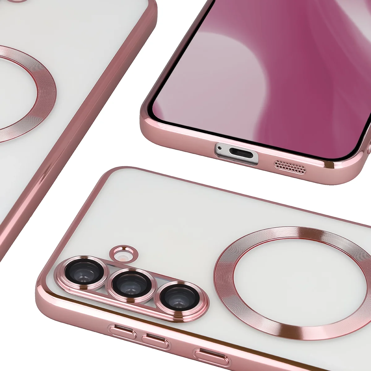 Zbliżenie na wbudowaną ochronę aparatu w Bizon Case GuardO do Samsung Galaxy S25 Plus