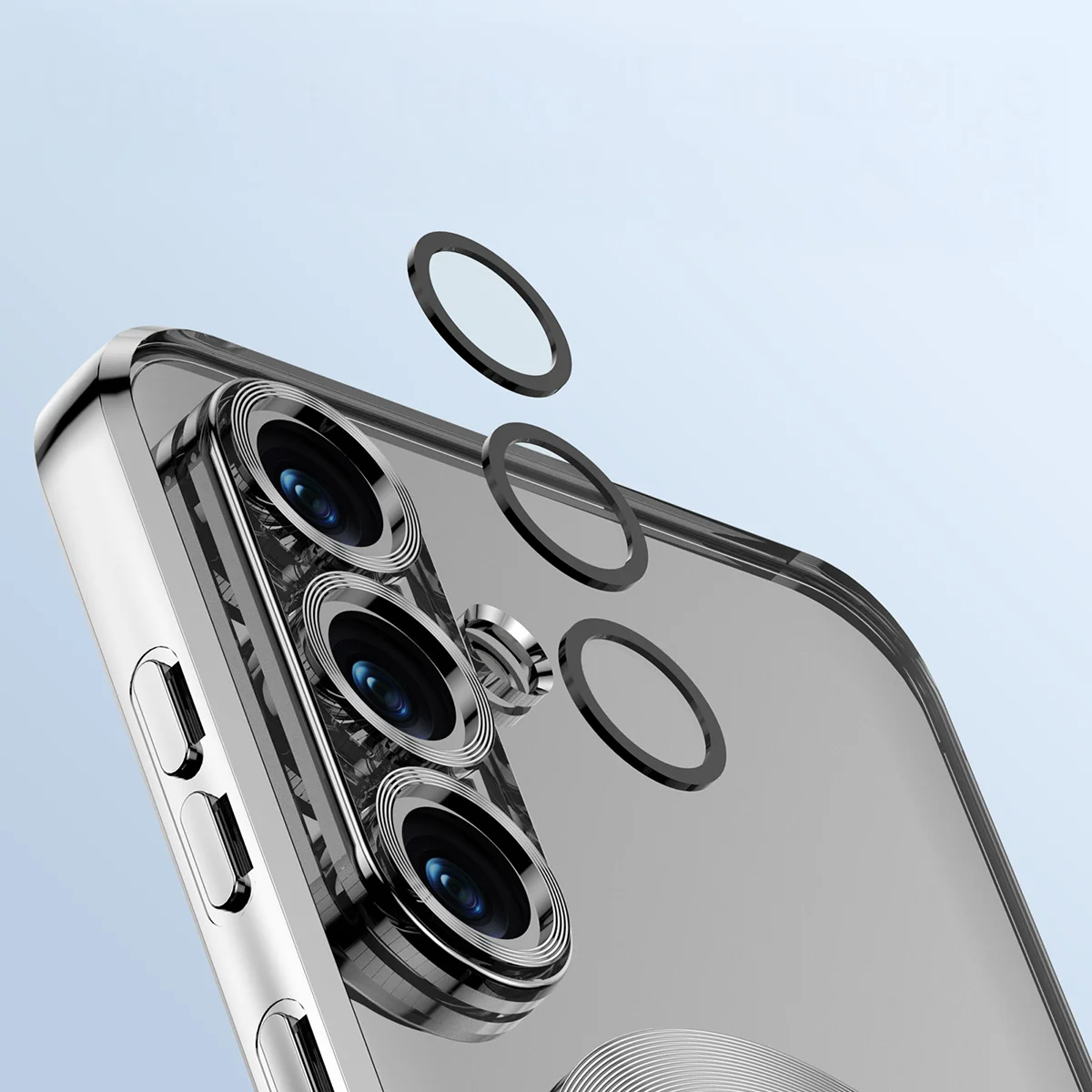 Metaliczna ramka, podniesione krawędzie i zintegrowane osłony w etui Bizon Case GuardO do Samsung Galaxy S25 Plus