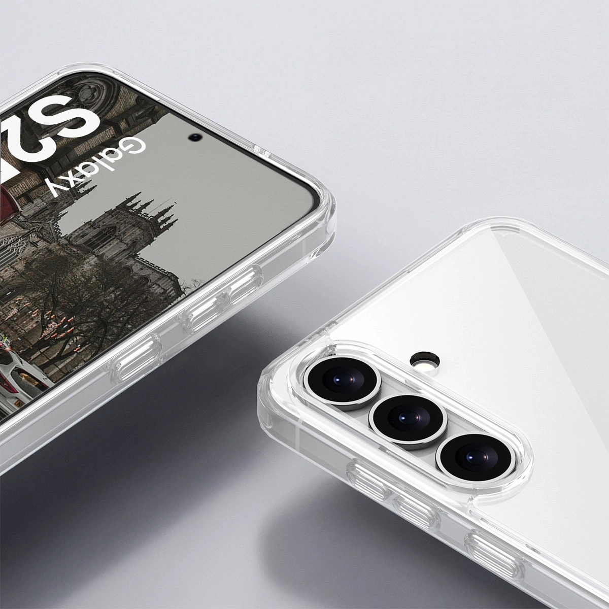Colțuri întărite și margini ridicate ale ecranului în etui Bizon Case Halo pentru Samsung Galaxy S25 Plus