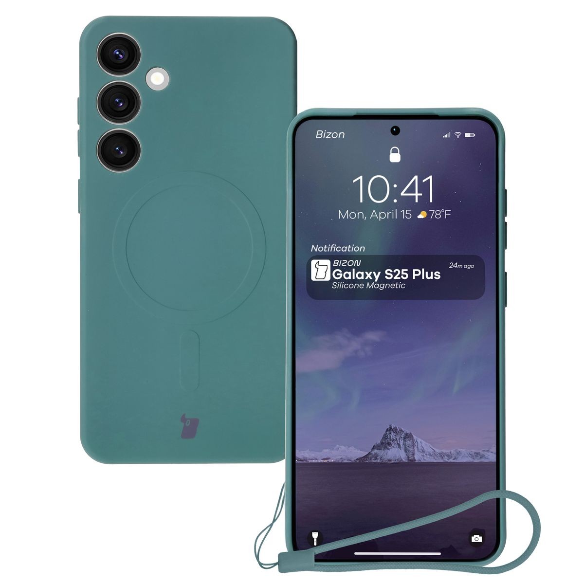 Case with Magnetic Ring Bizon Case Silicone Magnetic for Samsung Galaxy S25 Plus / Samsung Galaxy S24 Plus