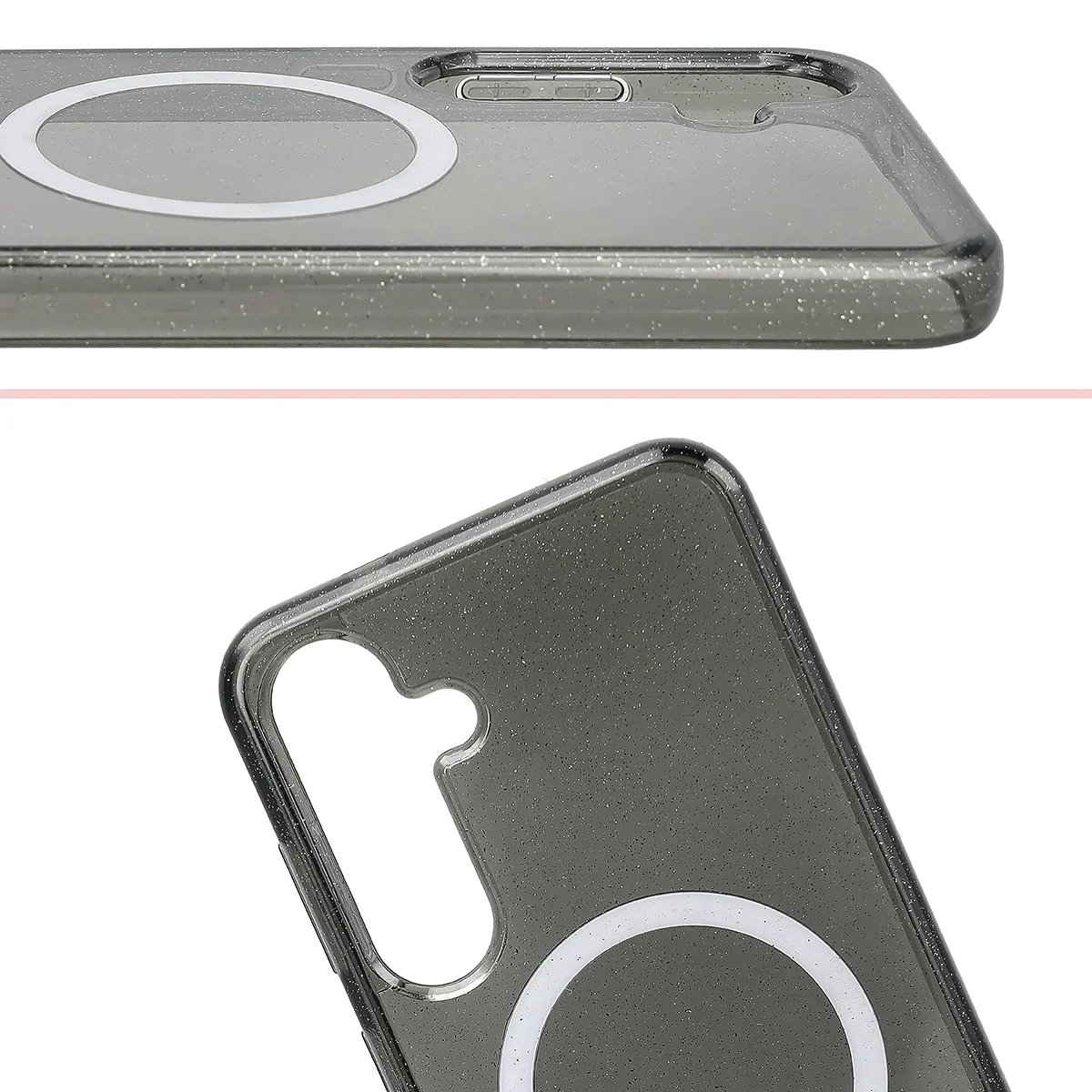 Podwyższone krawędzie aparatu i duże wycięcie w etui Bizon Case SparklO do Samsung Galaxy S25 Plus / Samsung Galaxy S24 Plus