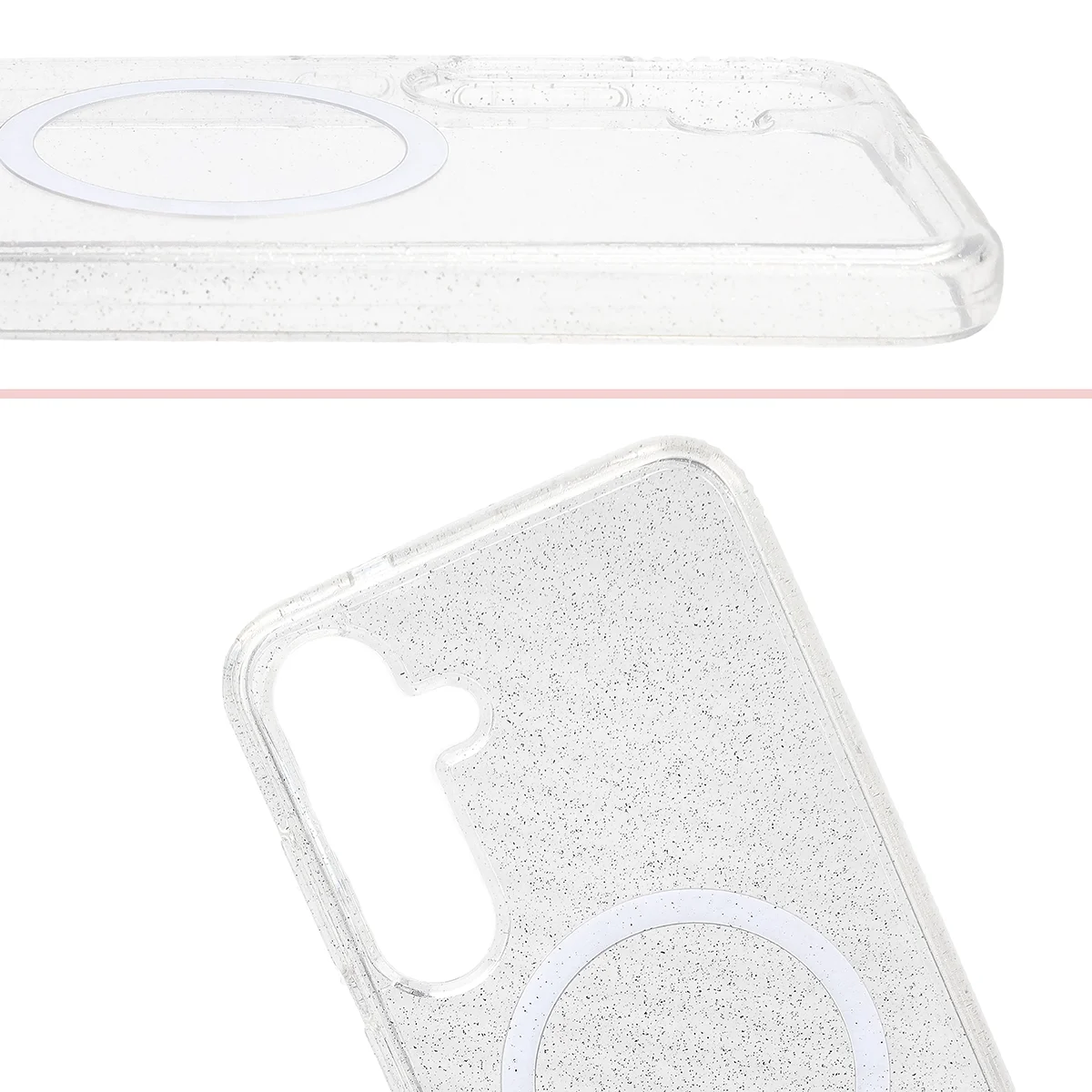 Podwyższone krawędzie aparatu i duże wycięcie w etui Bizon Case SparklO do Samsung Galaxy S25 Plus / Samsung Galaxy S24 Plus
