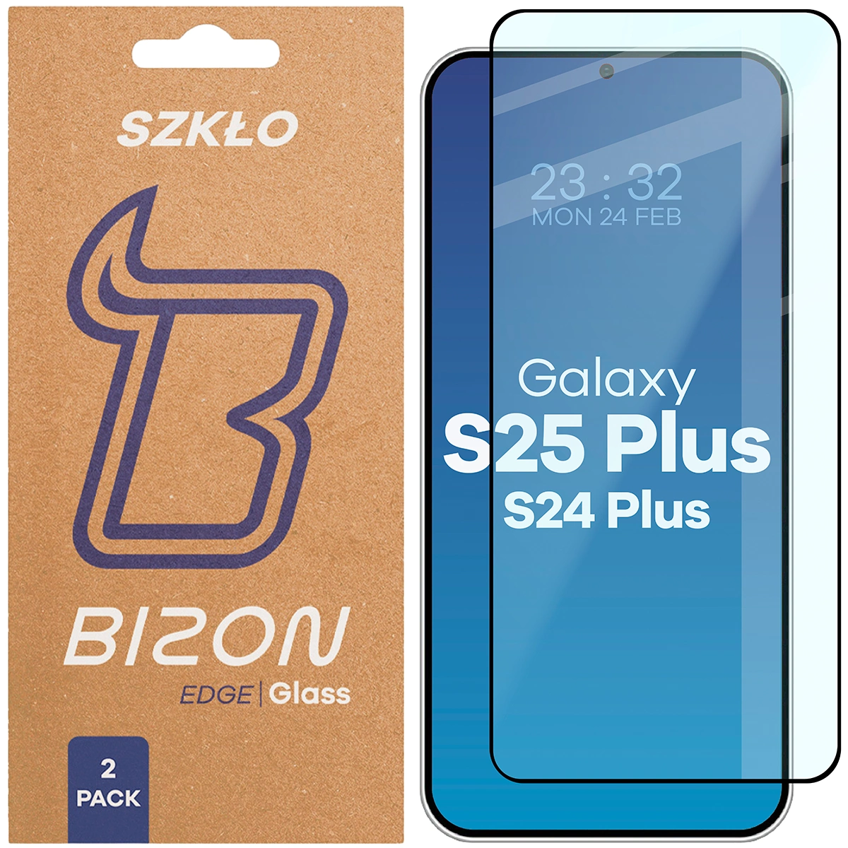 Szkło hartowane na cały ekran Bizon Glass Edge Duo dla Samsung Galaxy S25 Plus / Samsung Galaxy S24 Plus