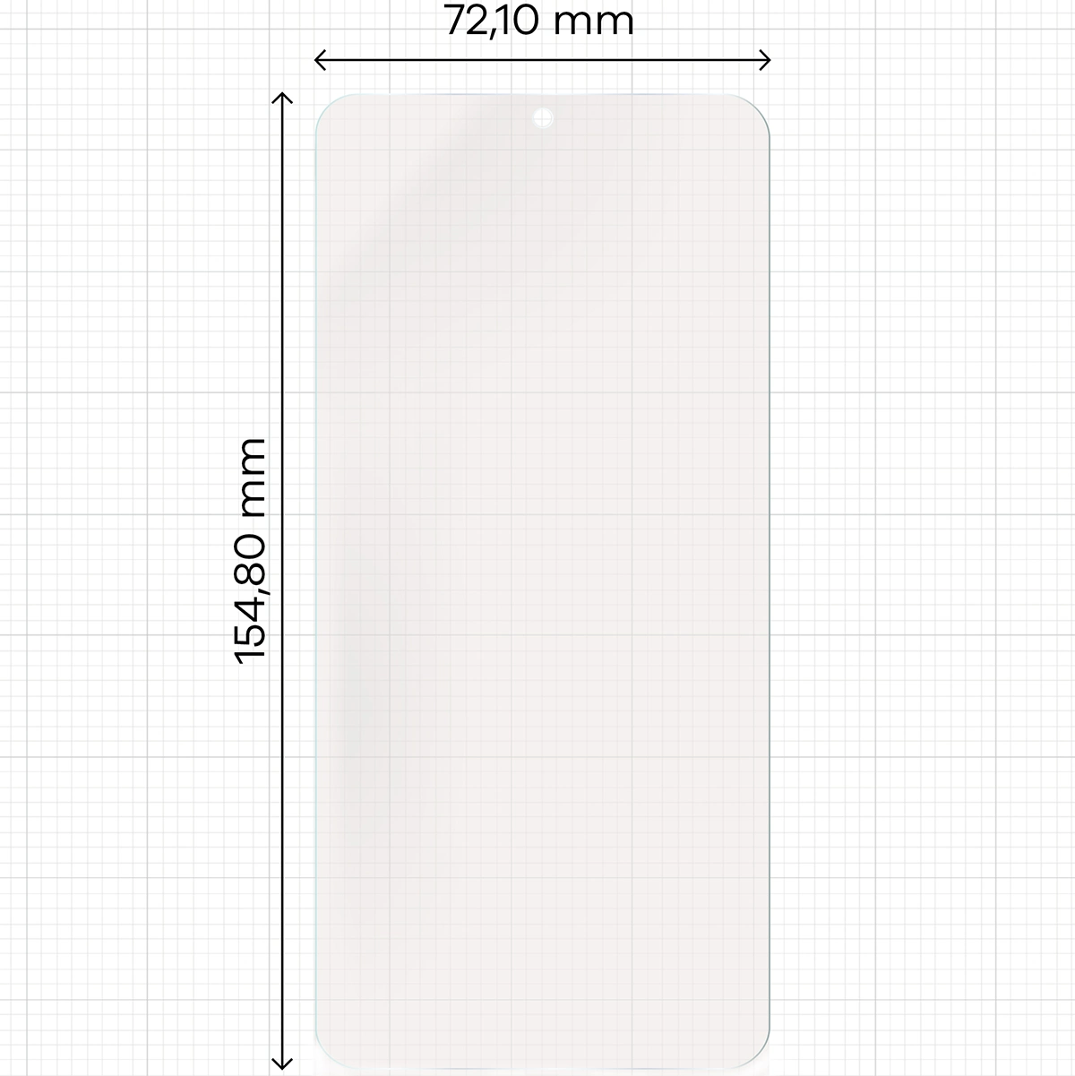Miarka z wymiarami folii matowej Bizon Glass Film Sun do Samsung Galaxy S25 Plus