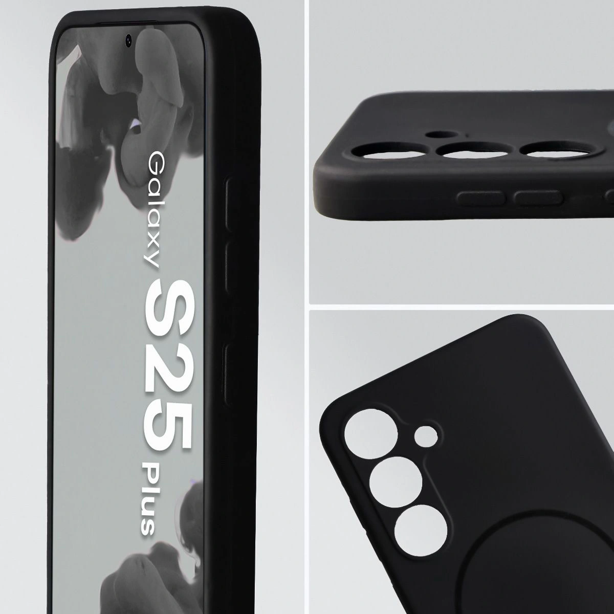 Zbliżenie na wycięcie na obiektywy w etui Bizon Soft Case do Samsung Galaxy S25 Plus