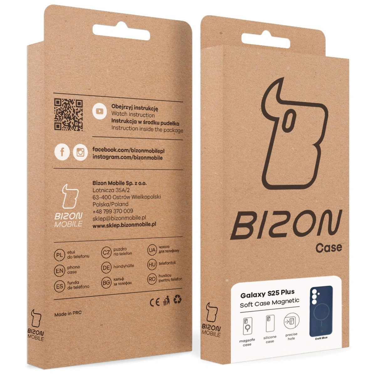 Kraftowe pudełko Bizon Case z dedykowaną etykietą do Samsung Galaxy S25 Plus
