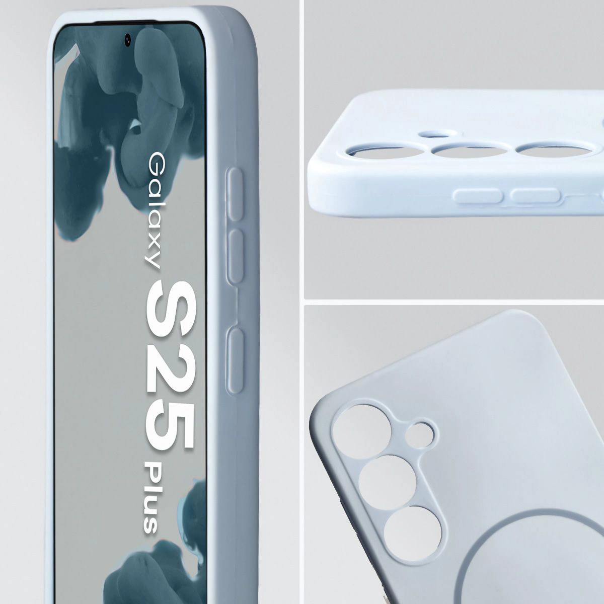 Zbliżenie na wycięcie na obiektywy w etui Bizon Soft Case do Samsung Galaxy S25 Plus