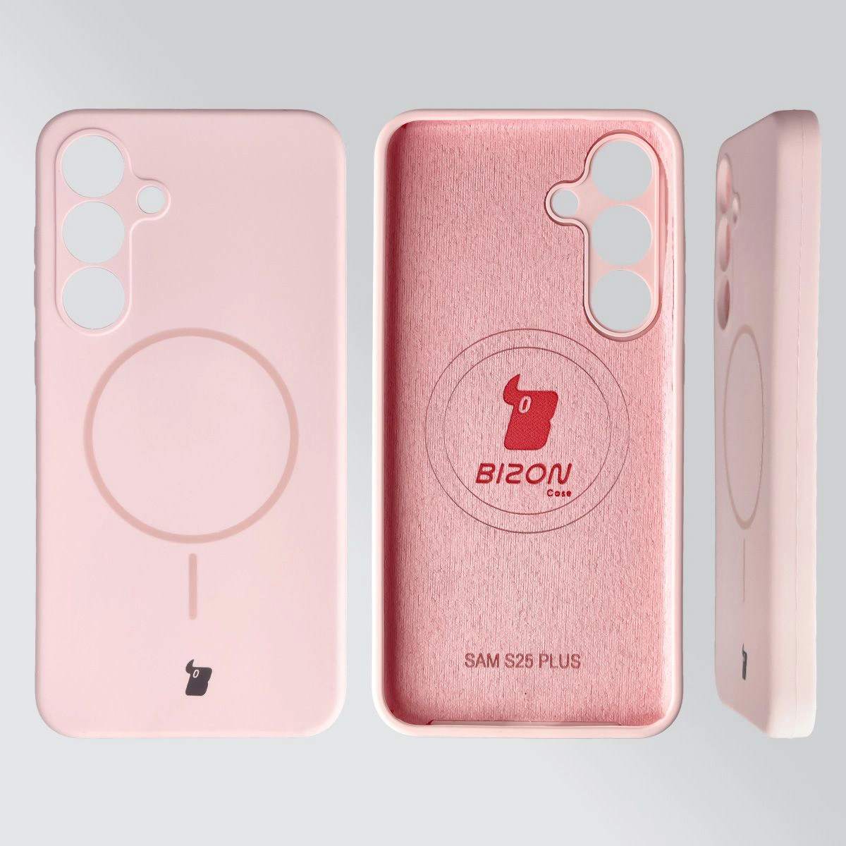 Konstrukcja etui Bizon Soft Case Magnetic: silikon, mikrofibra i zintegrowane osłony do Samsung Galaxy S25 Plus