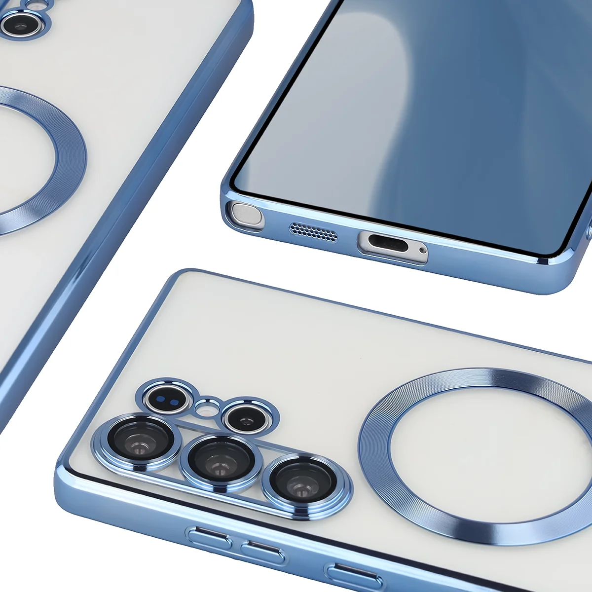 Zbliżenie na wbudowaną ochronę aparatu w Bizon Case GuardO do Samsung Galaxy S25 Ultra