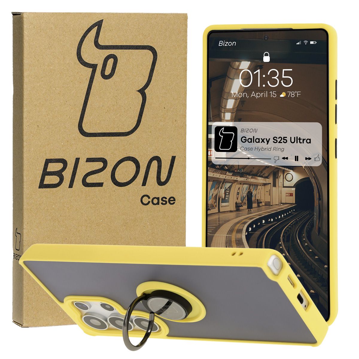 Carcasa cu suport pentru deget Bizon Case Hybrid Ring pentru Samsung Galaxy S25 Ultra