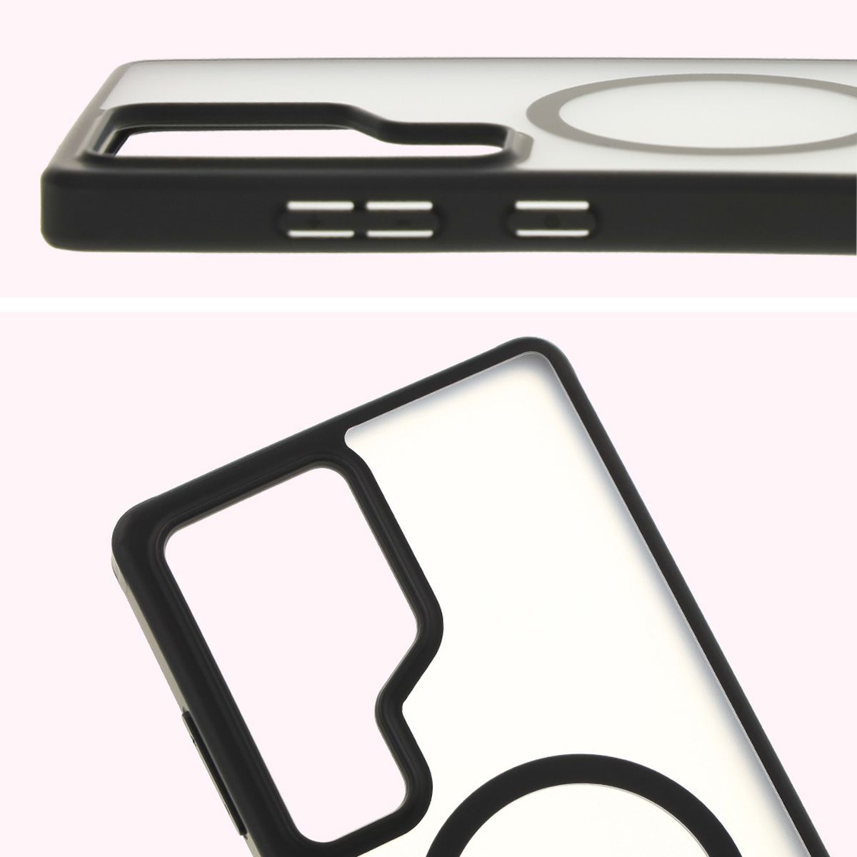Full cutout and raised edges for the camera in Bizon Case MatteO