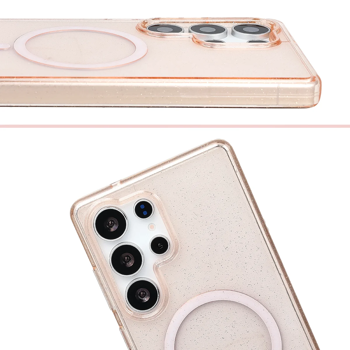 Raised edges of the camera and large cutout in Bizon Case SparklO for Samsung Galaxy S25 Ultra
