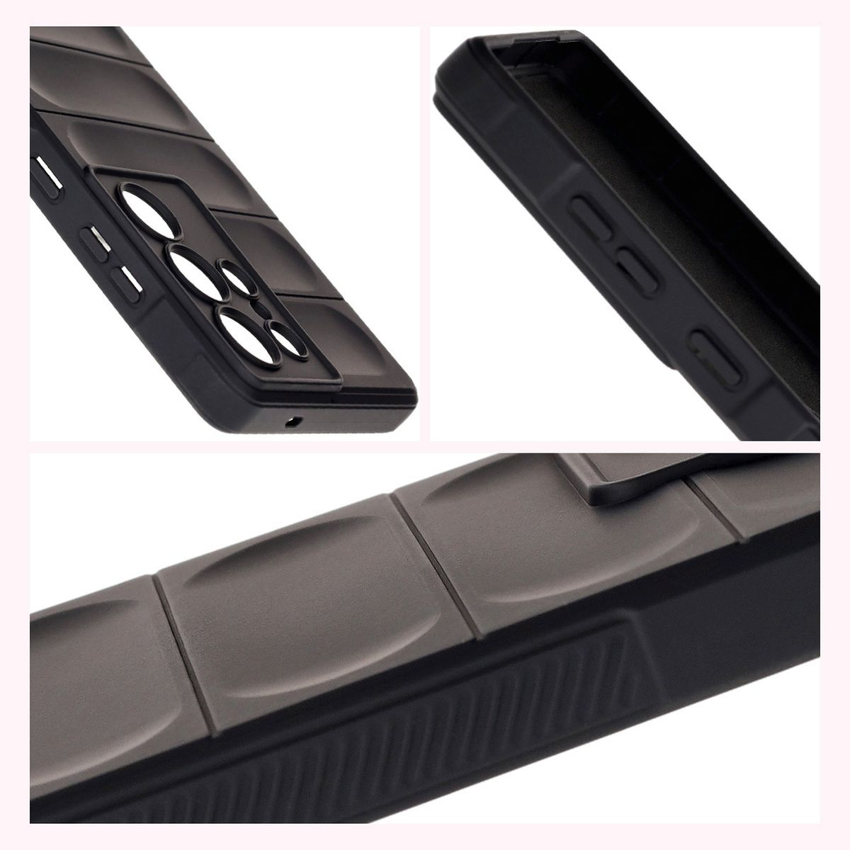 Textured sides and raised edges for the screen and camera in the Bison Case Tur