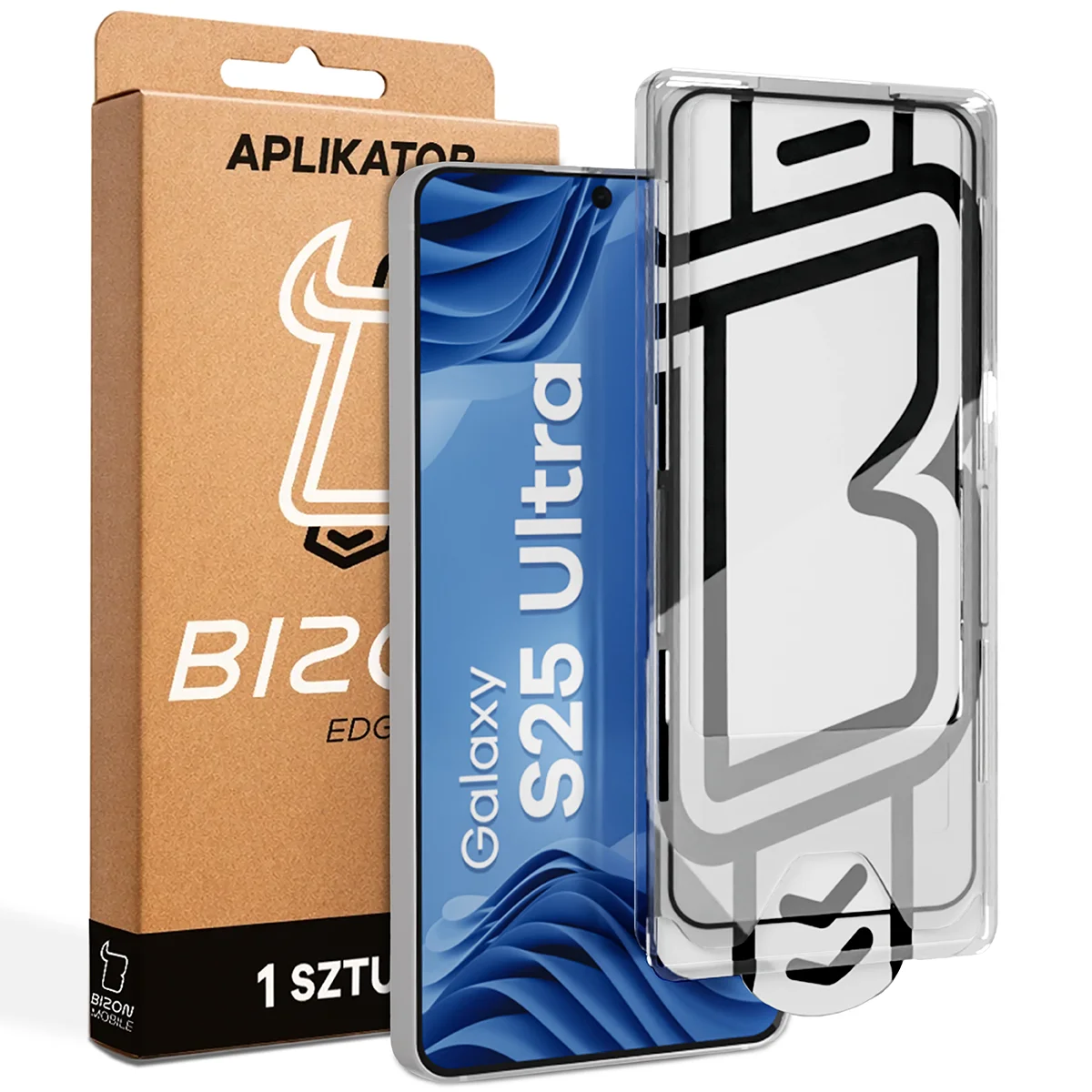 Szkło z aplikatorem Bizon Glass Aplikator Edge dla Samsung Galaxy S25 Ultra