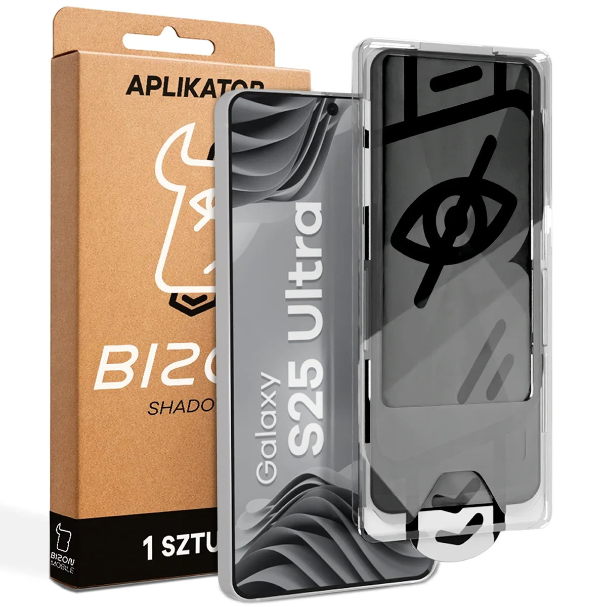 Szkło prywatyzujące z aplikatorem Bizon Glass Aplikator Shadow dla Samsung Galaxy S25 Ultra