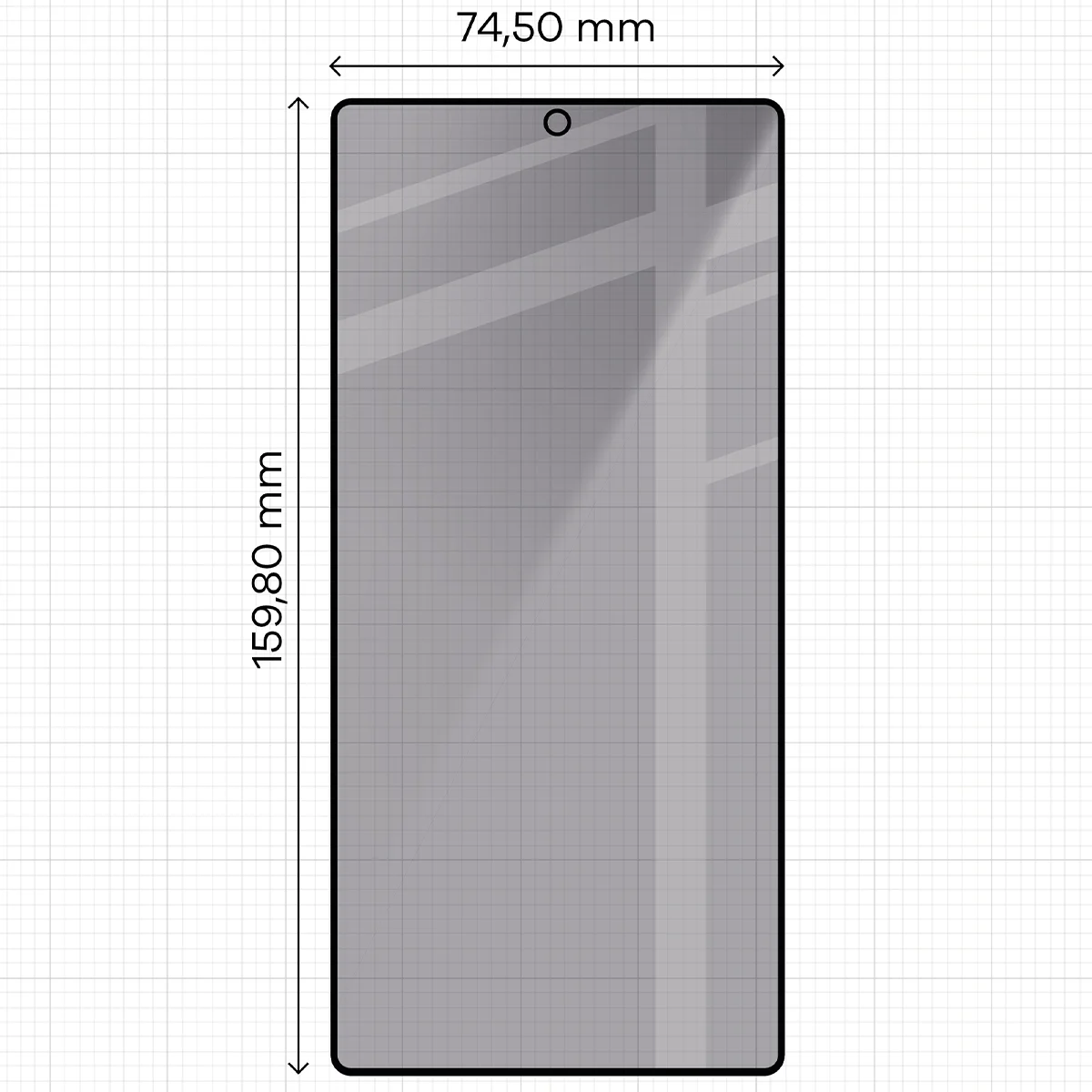 Wymiary szkła na miarce dla Samsung Galaxy S25 Ultra