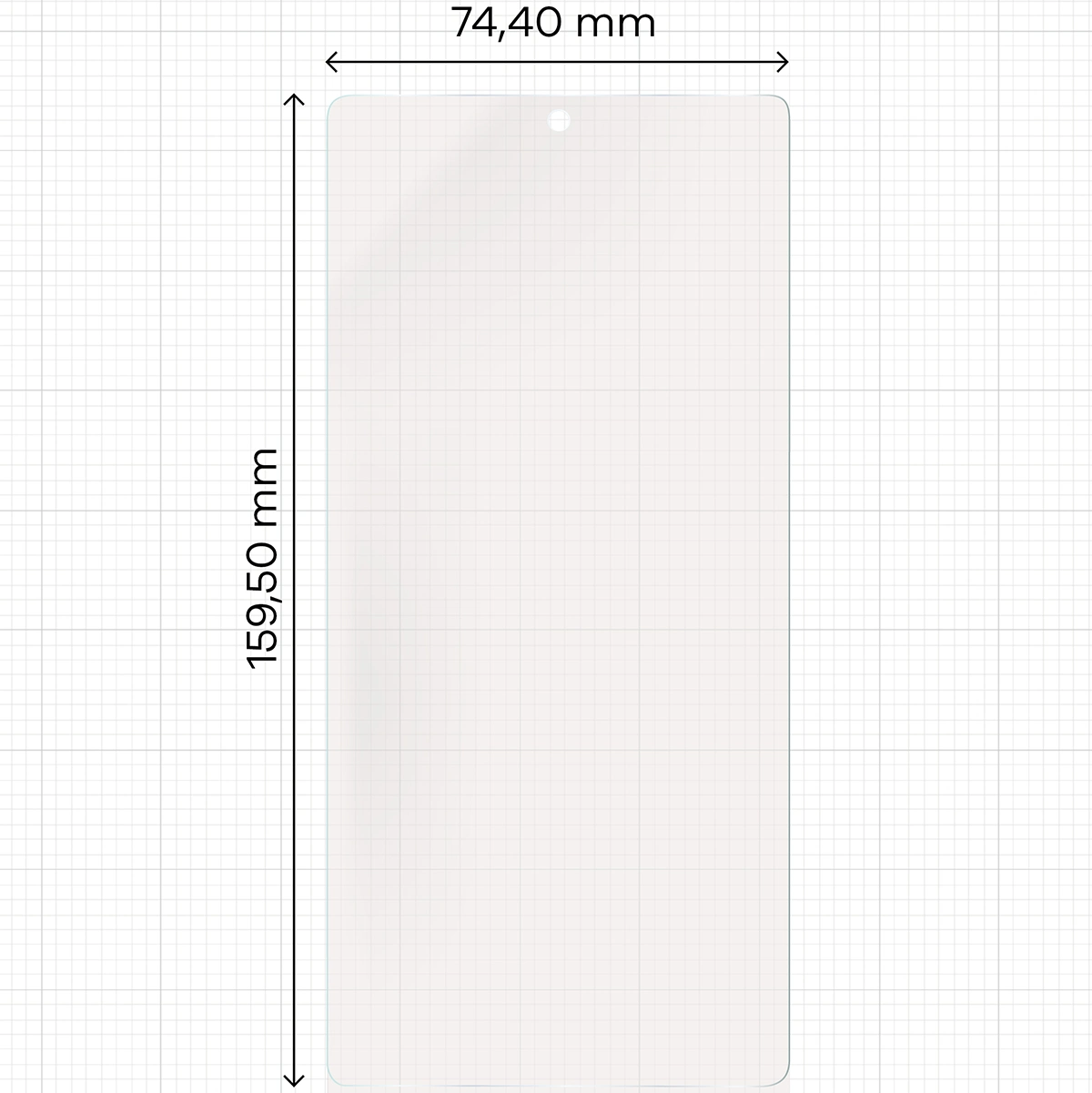Miarka z wymiarami folii matowej Bizon Glass Film Sun do Samsung Galaxy S25 Ultra