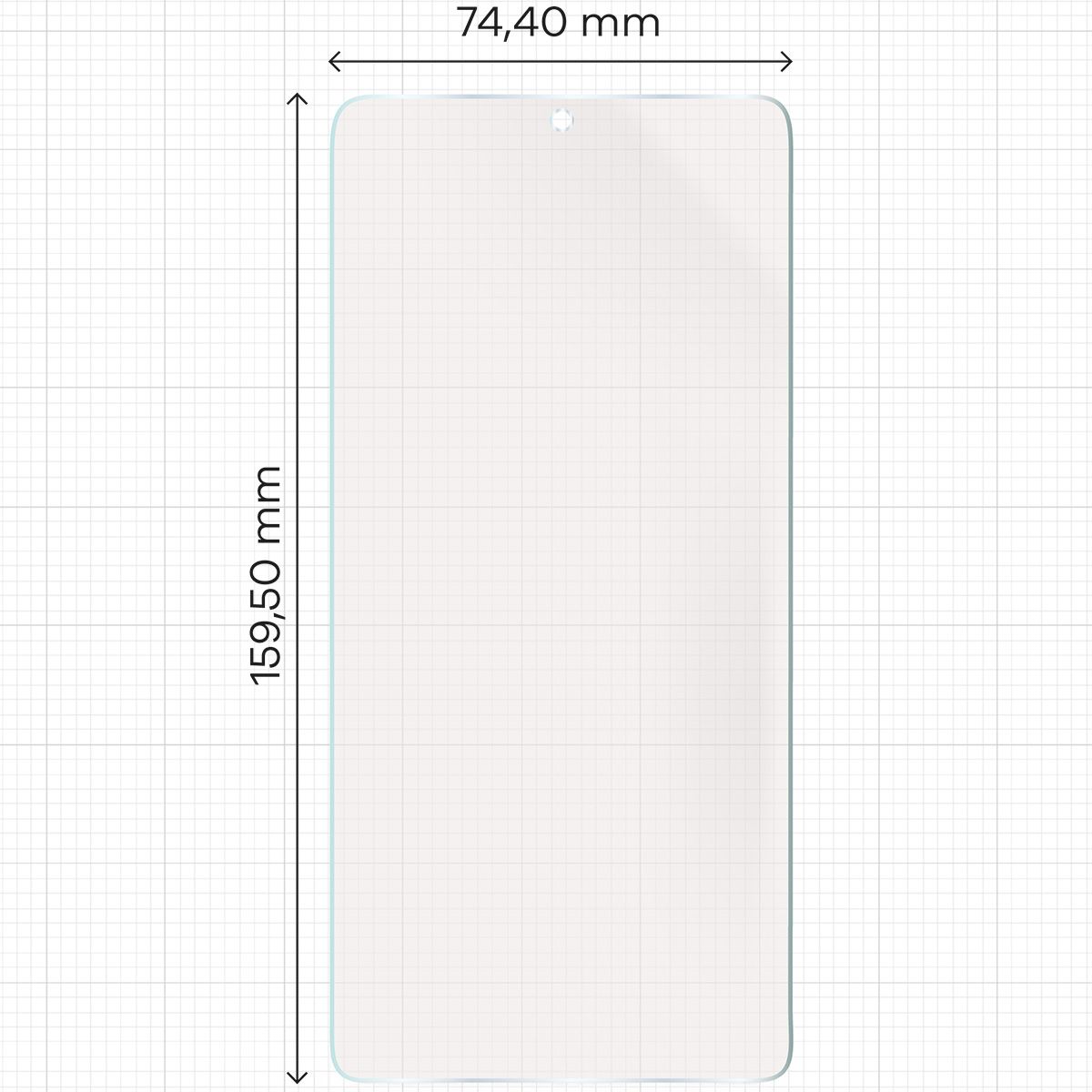 Miarka z wymiarami folii matowej Bizon Glass Film Sun