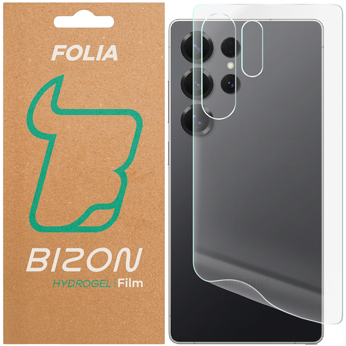Pudełko i folia hydrożelowa na tył telefonu Bizon Glass Hydrogel Back do Samsung Galaxy S25 Ultra