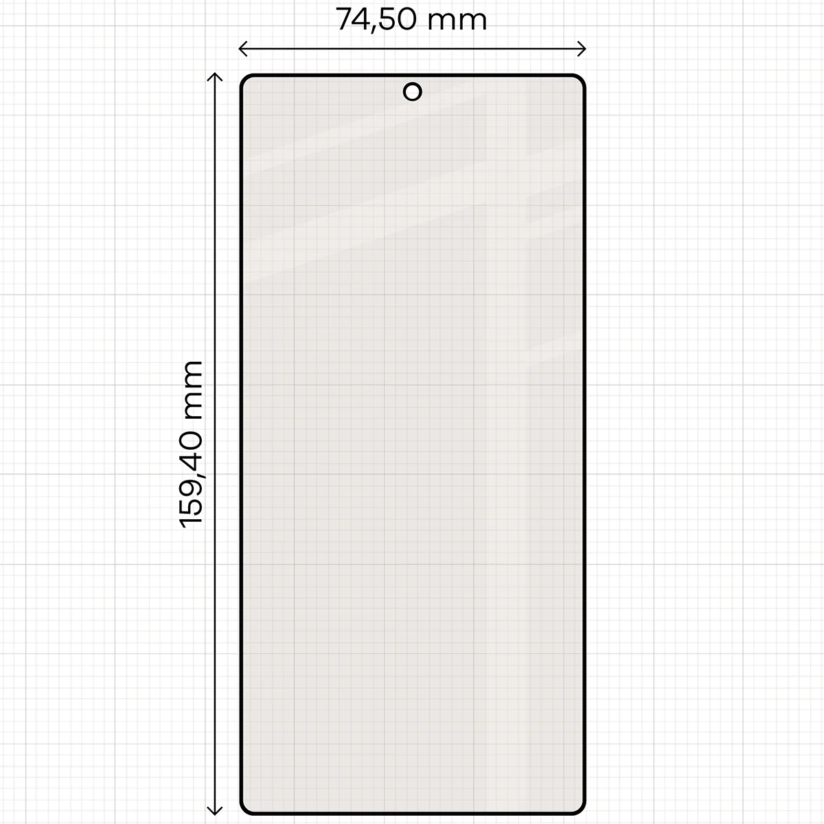 Measuring the dimensions of the matte glass Bison Glass Matte for Samsung Galaxy S25 Ultra