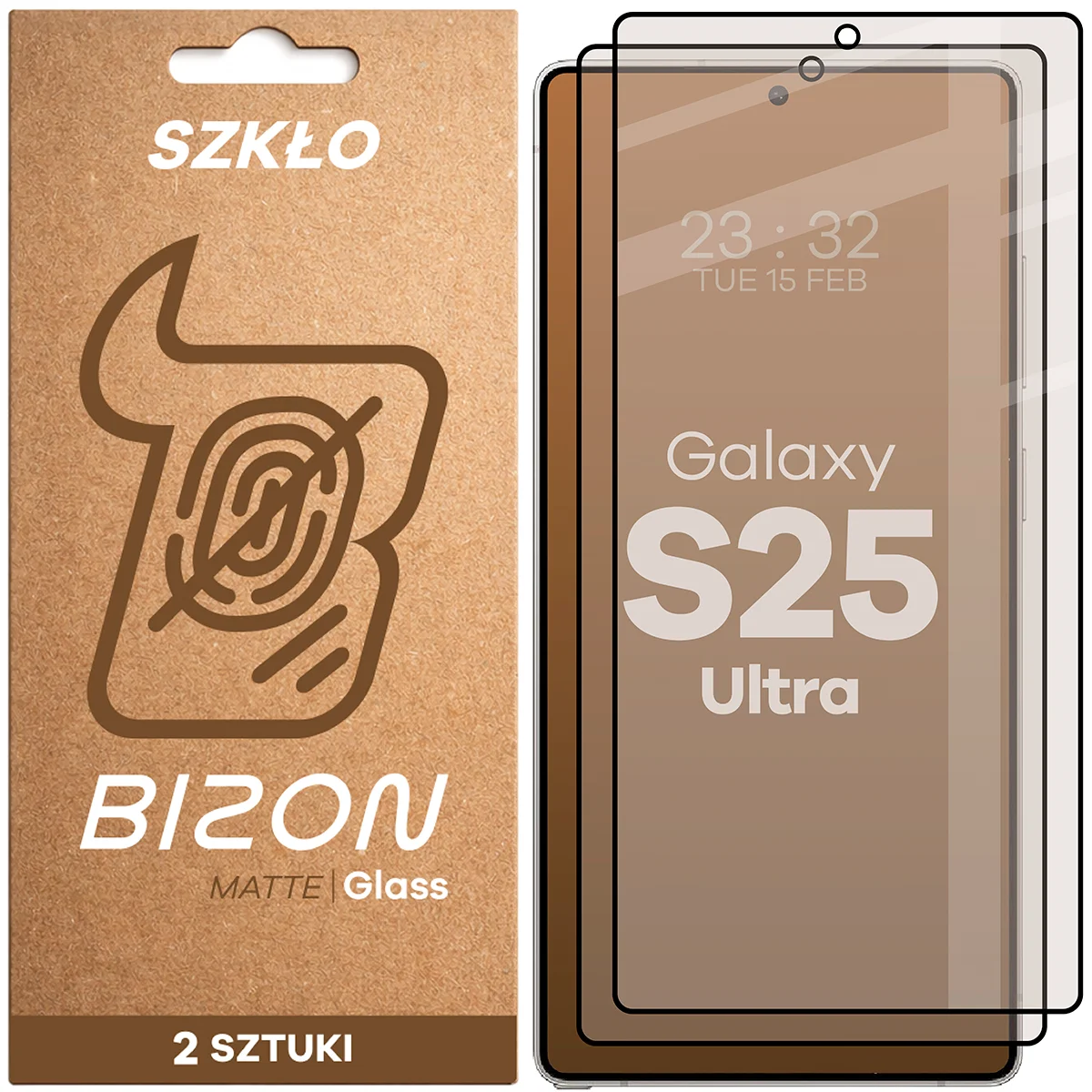 Matte glass for the screen Bizon Glass Matte Duo for Samsung Galaxy S25 Ultra, 2 pieces