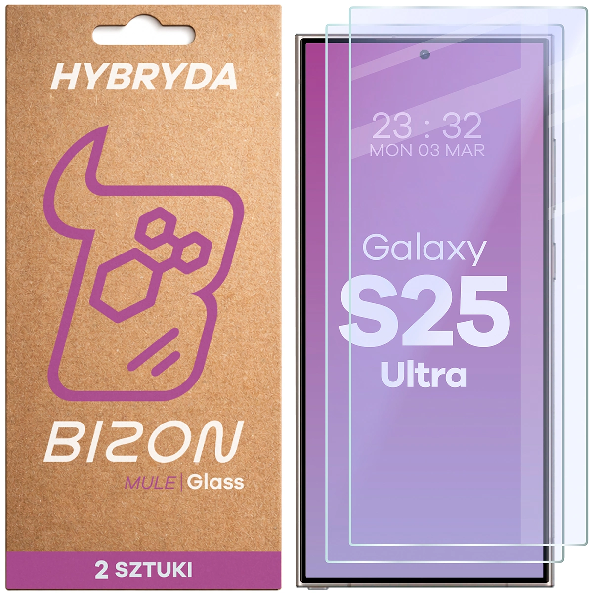 Elastyczne szkło hybrydowe Bizon Glass Mule Duo do Samsung Galaxy S25 Ultra, 2 sztuki