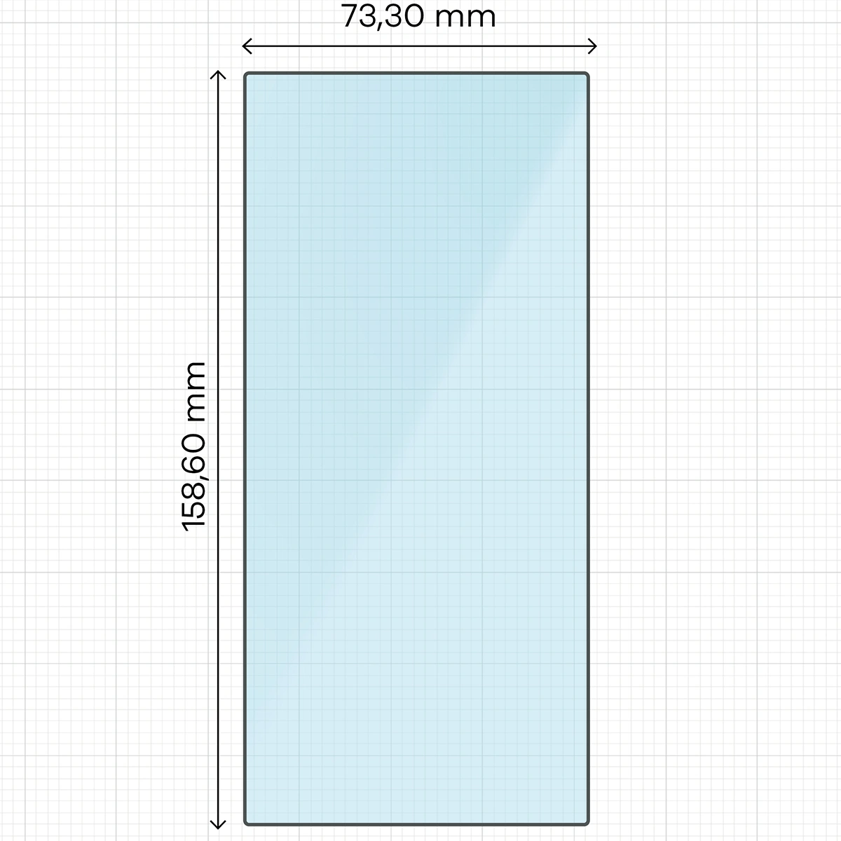 Measuring tape with dimensions of Bizon Smart Glass tempered glass for Samsung Galaxy S25 Ultra