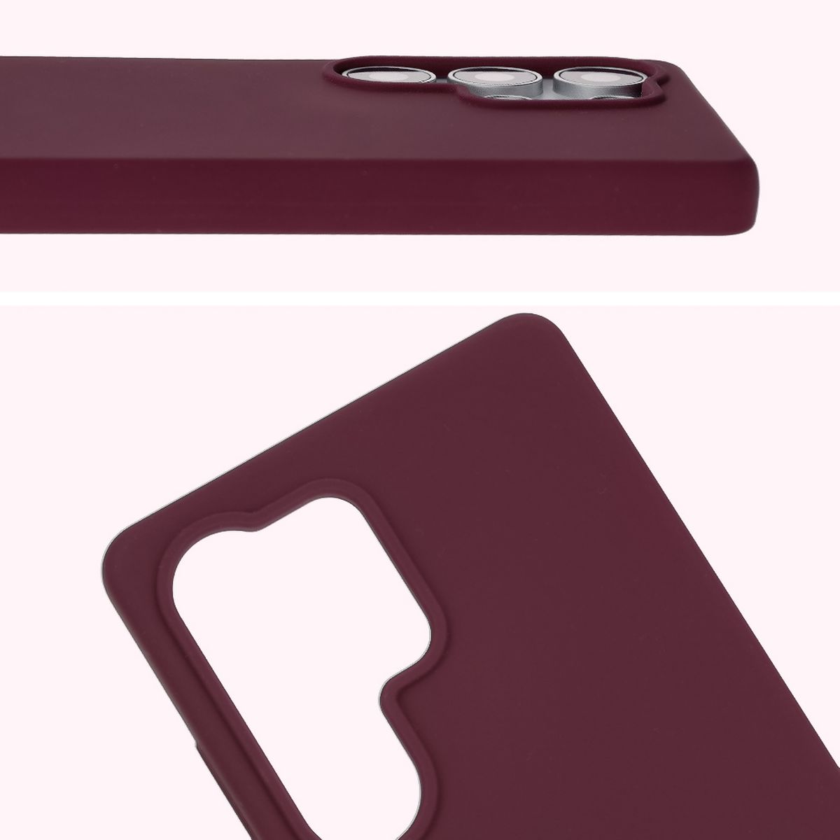 Prim-plan pe decupajul pentru obiective în carcasa Bizon Soft Case