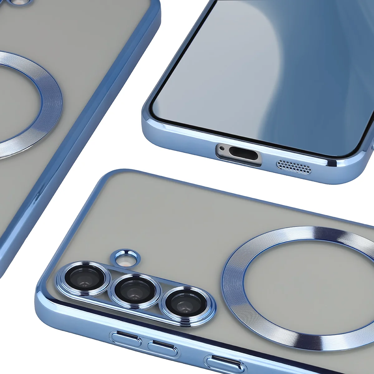 Zbliżenie na wbudowaną ochronę aparatu w Bizon Case GuardO do Samsung Galaxy S25
