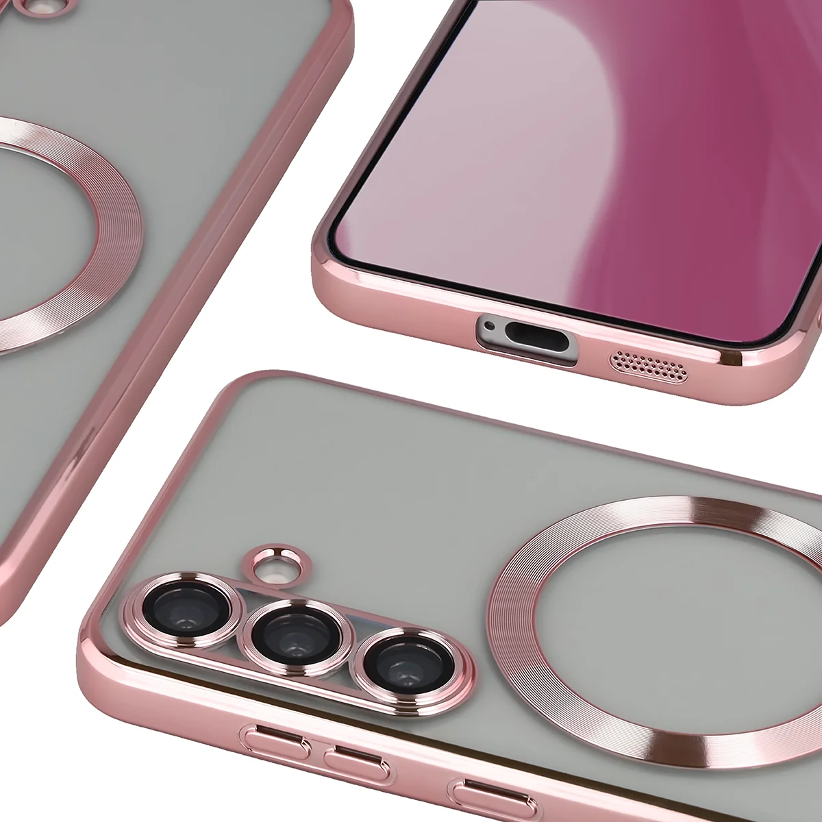 Zbliżenie na wbudowaną ochronę aparatu w Bizon Case GuardO do Samsung Galaxy S25