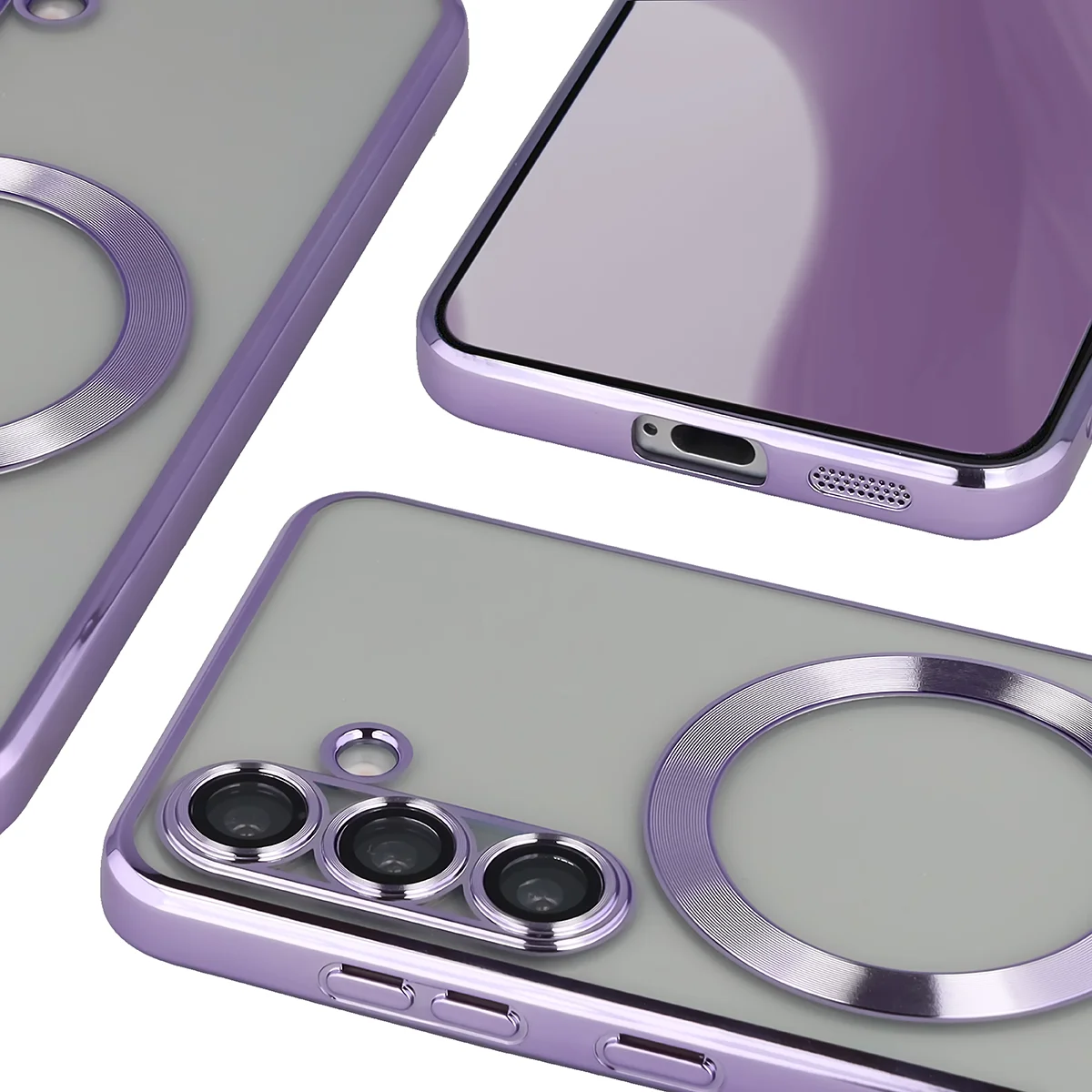 Zbliżenie na wbudowaną ochronę aparatu w Bizon Case GuardO do Samsung Galaxy S25