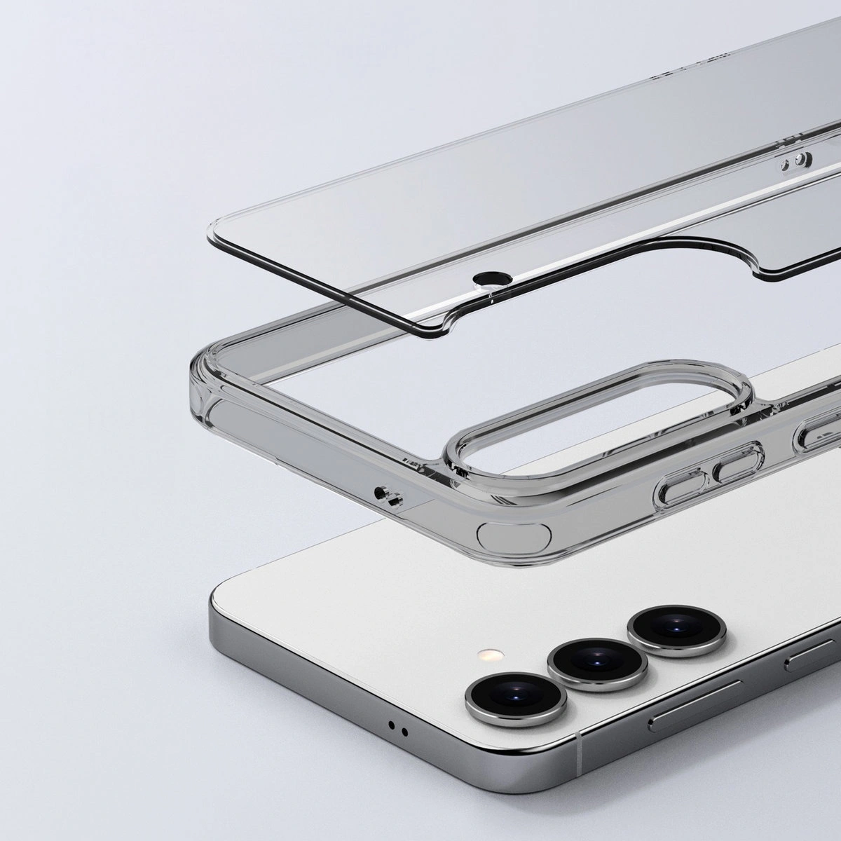 Construcția etui Bizon Case Halo: capace integrate și decupaje precise pentru Samsung Galaxy S25