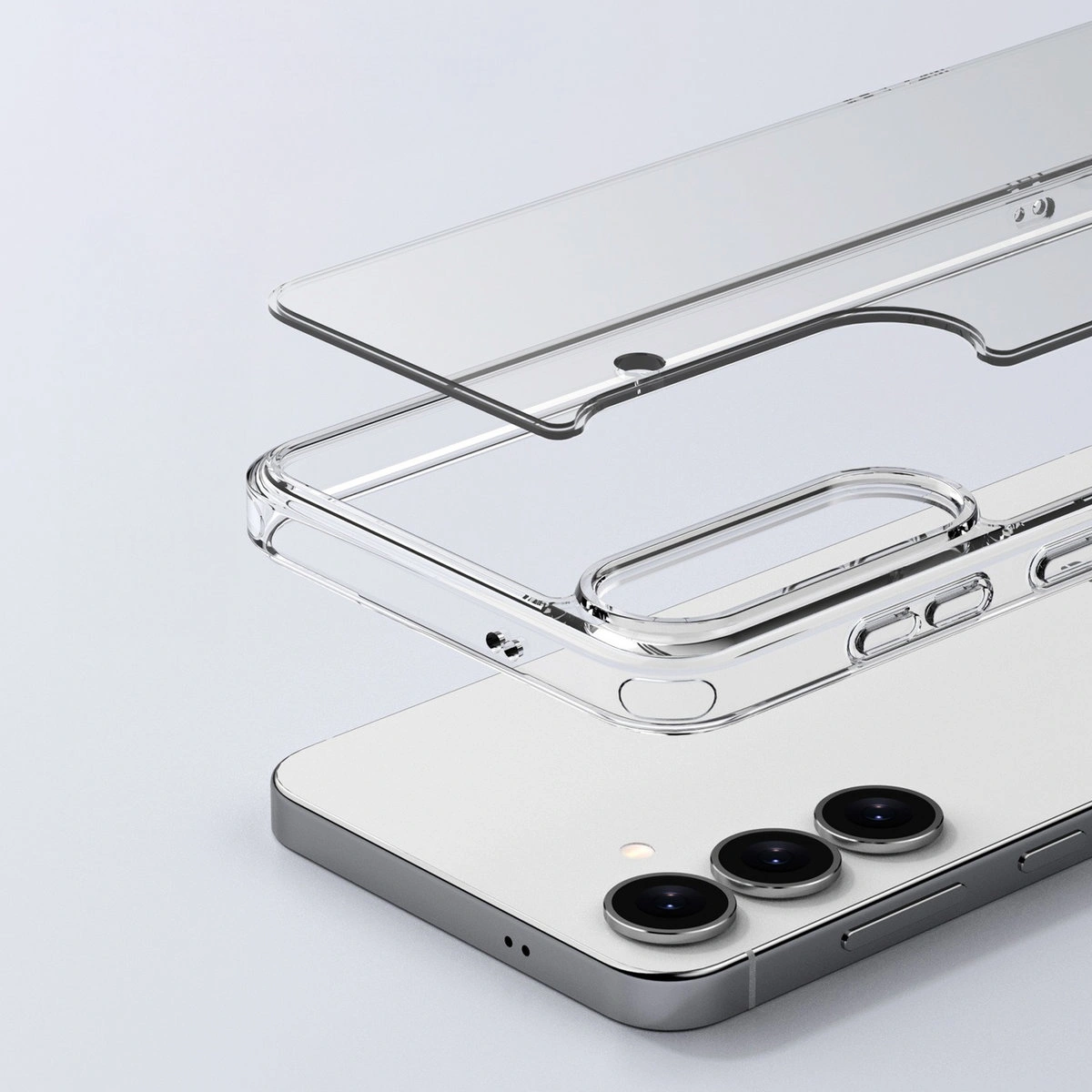 Construcția etui Bizon Case Halo: capace integrate și decupaje precise pentru Samsung Galaxy S25