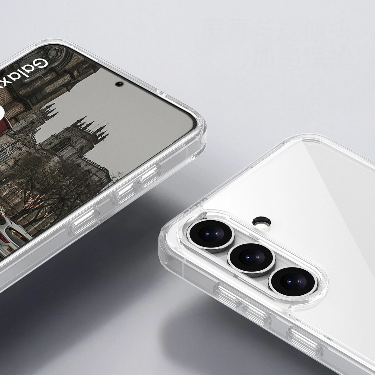 Colțuri întărite și margini ridicate ale ecranului în etui Bizon Case Halo pentru Samsung Galaxy S25