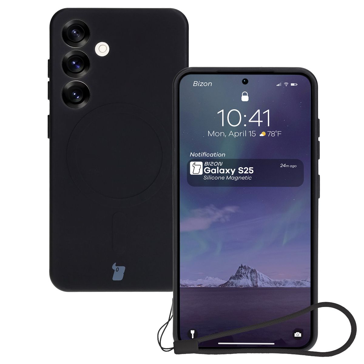 Etui cu inel magnetic Bizon Case Silicone Magnetic pentru Galaxy S25 / Galaxy S24