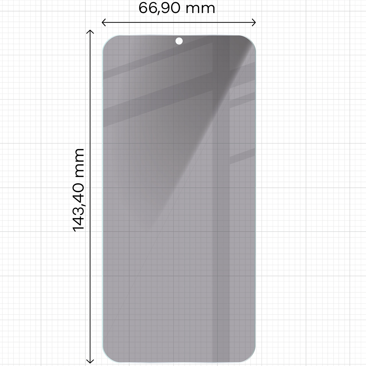 Miarka z wymiarami szkła Bizon Glass Clear Shadow Duo do Samsung Galaxy S25 / Samsung Galaxy S24