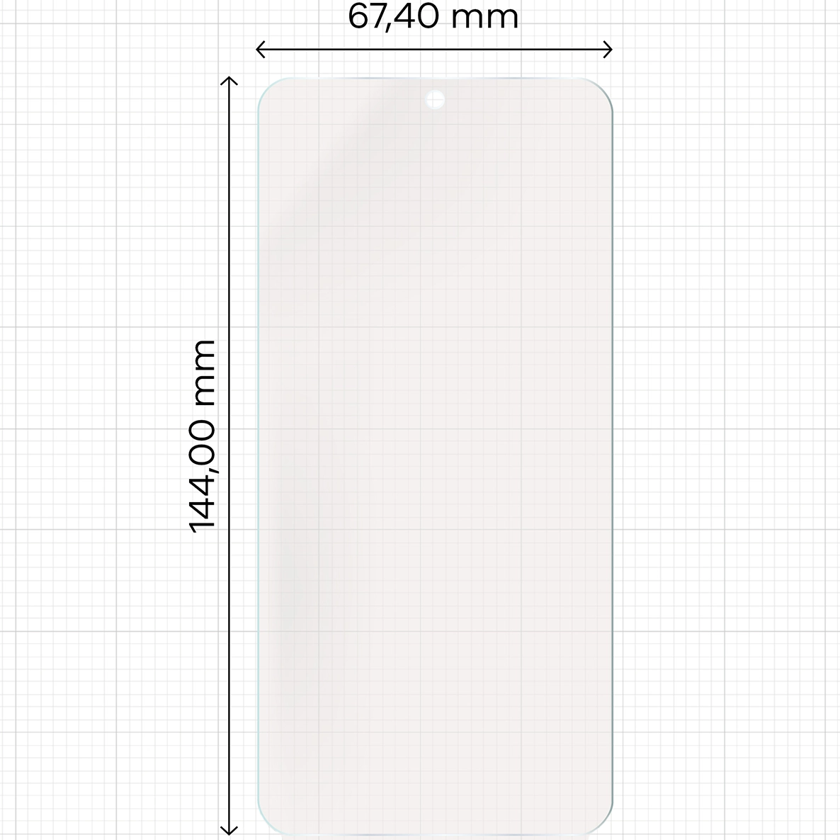 Miarka z wymiarami folii matowej Bizon Glass Film Sun do Samsung Galaxy S25