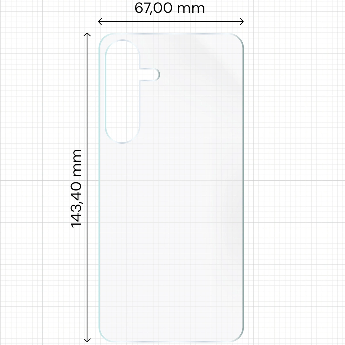 Wymiary dla folii hydrożelowej na tył telefonu Bizon Glass Hydrogel Back