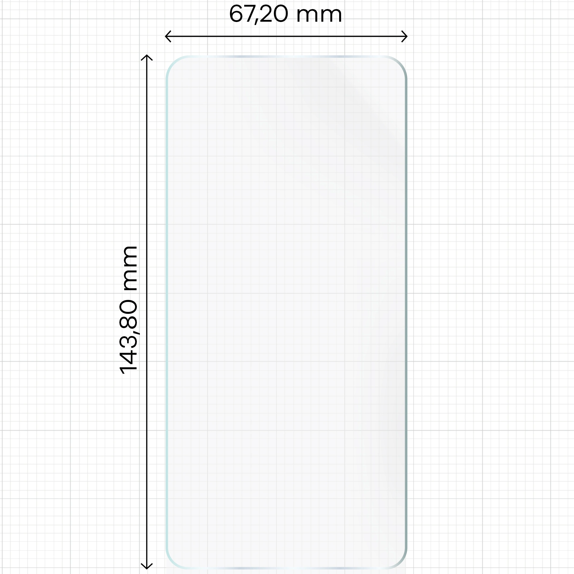 Miarka z wymiarami folii hydrożelowej Bizon Glass Hydrogel Front do Samsung Galaxy S25 / Samsung Galaxy S24