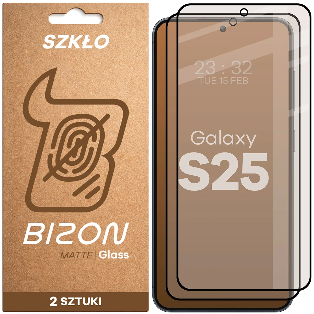 Matte glass for the screen Bizon Glass Matte Duo for Samsung Galaxy S25, 2 pieces