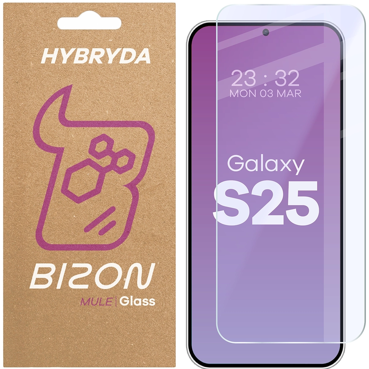 Szkło hybrydowe na ekran Bizon Glass Mule do Samsung Galaxy S25