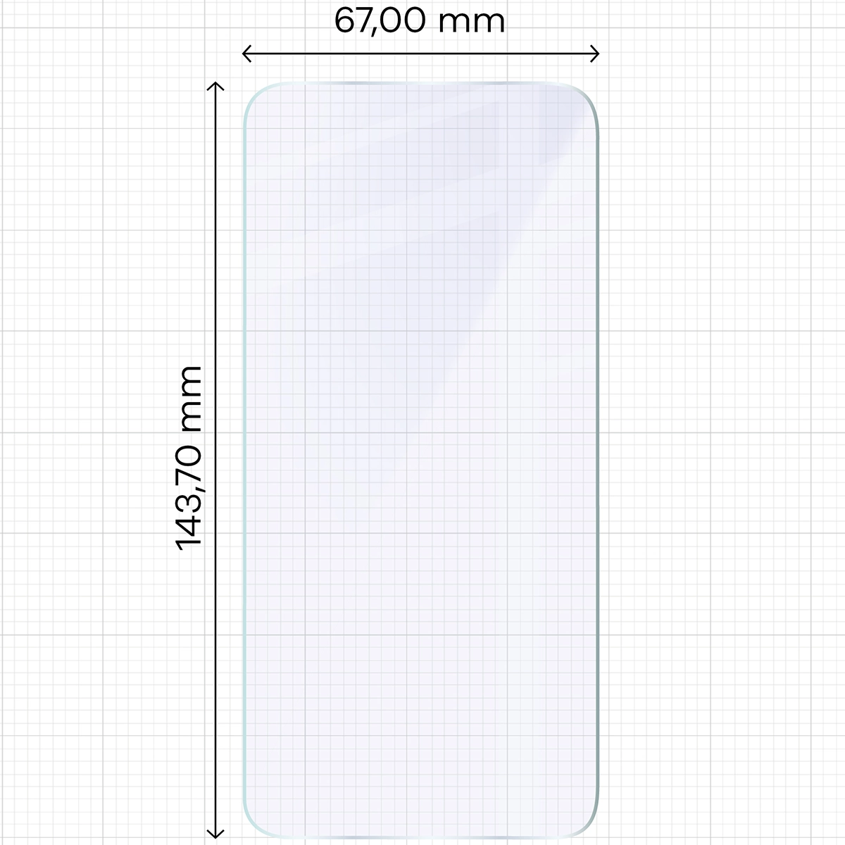 Miarka z wymiarami szkła hybrydowego Bizon Glass Mule Duo do Samsung Galaxy S25