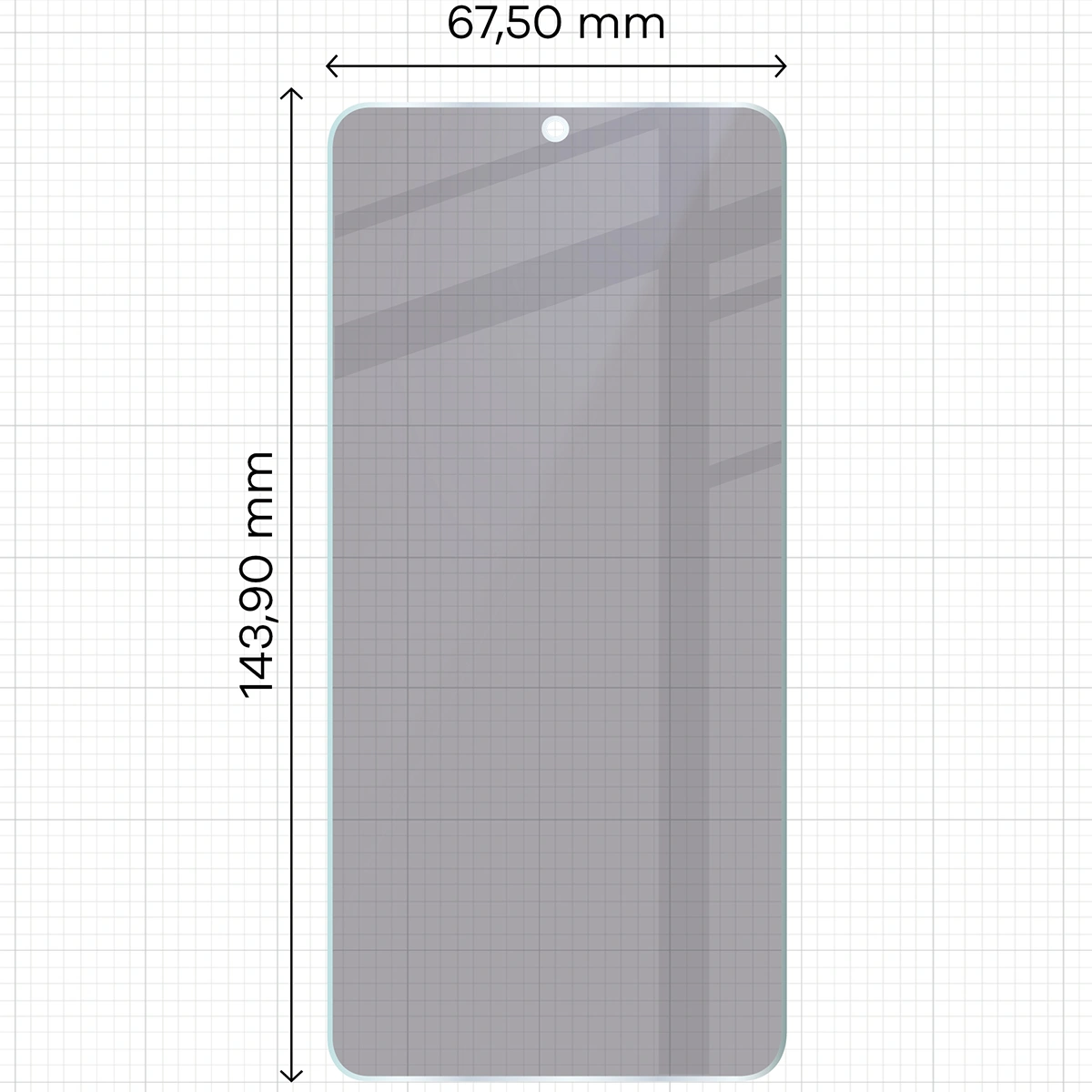 Wymiary szkła Bizon Glass Mule Shadow do Samsung Galaxy S25
