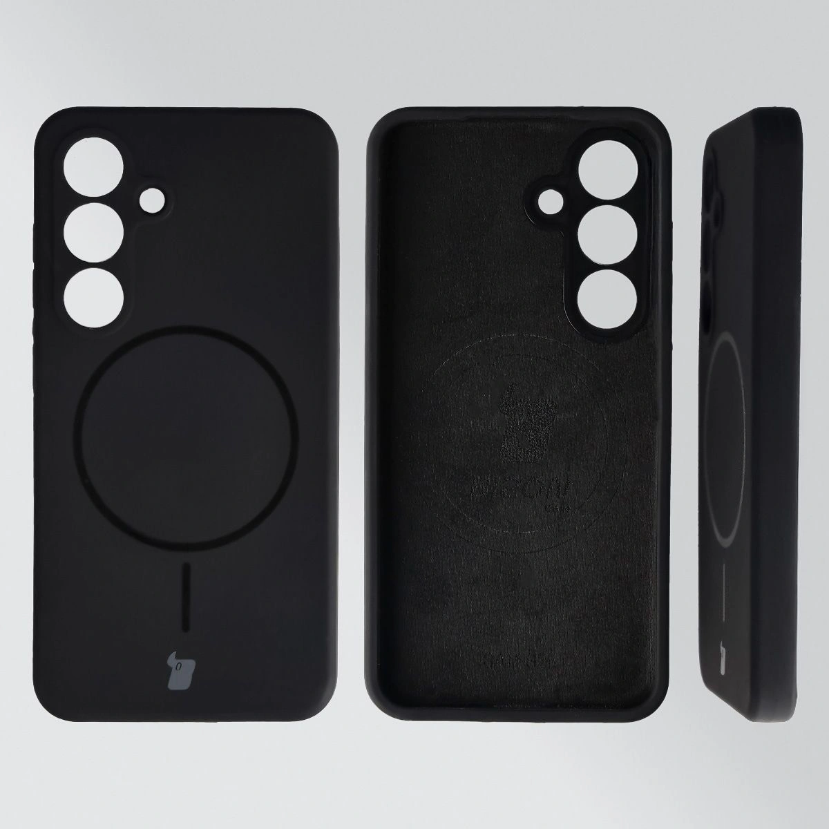 Konstrukcja etui Bizon Soft Case Magnetic: silikon, mikrofibra i zintegrowane osłony do Samsung Galaxy S25