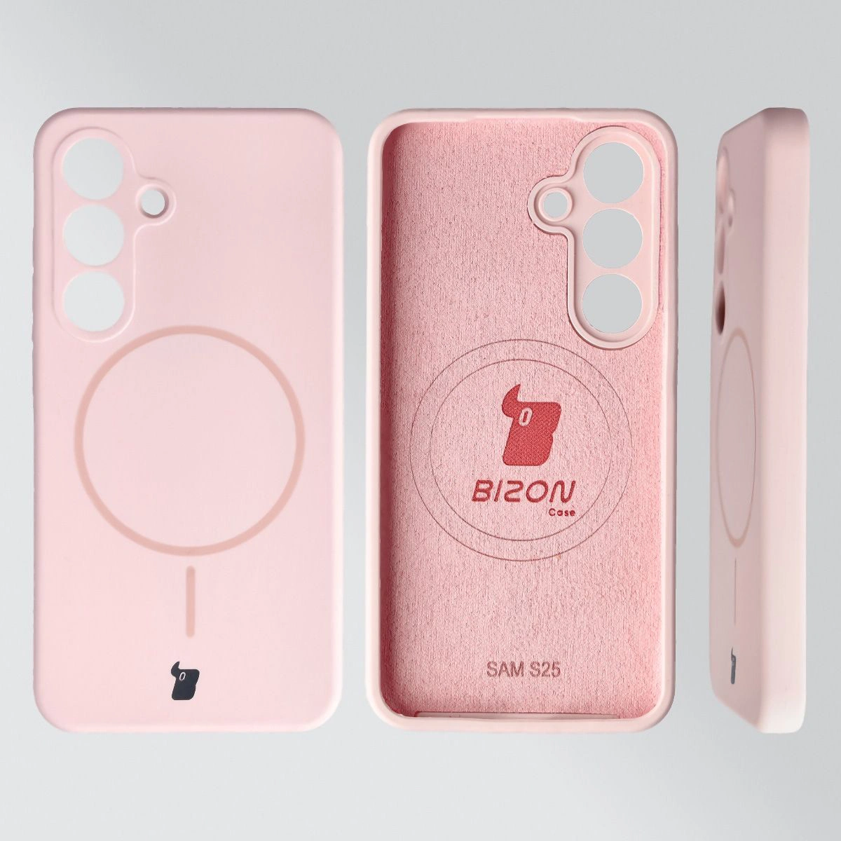 Konstrukcja etui Bizon Soft Case Magnetic: silikon, mikrofibra i zintegrowane osłony do Samsung Galaxy S25