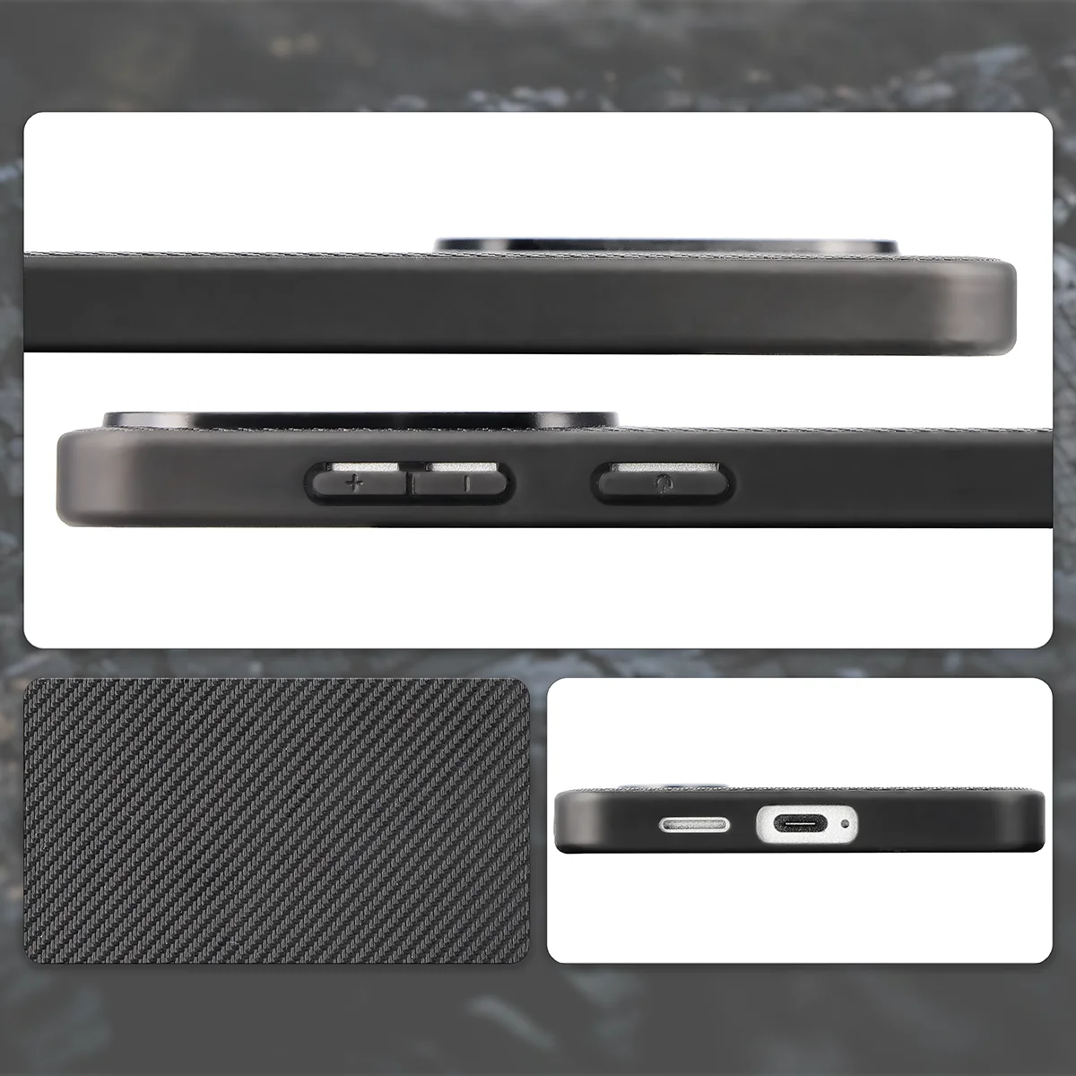 Cutouts, integrated covers, and structure of the Bizon Case CarbO for Samsung Galaxy S26 Plus