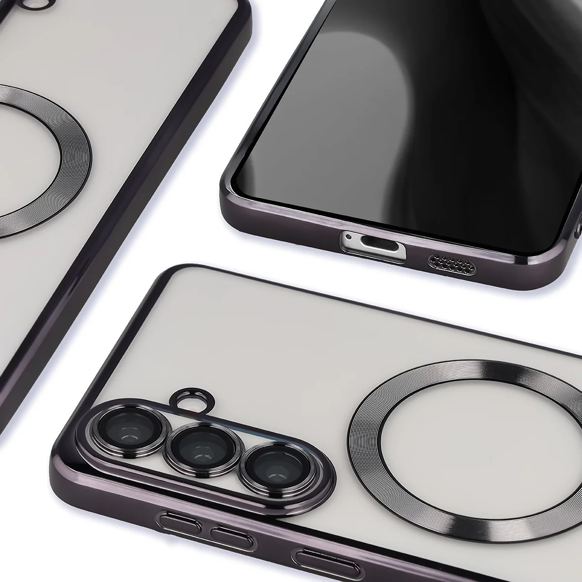 Close-up of the built-in camera protection in Bizon Case GuardO for Samsung Galaxy S26 Plus